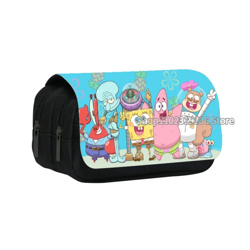 스폰지 밥 애니메이션 하라주쿠 코스프레 연필 케이스 대용량 연필 가방 어린이 문구 상자 학생 학교 펜 파우치 선물