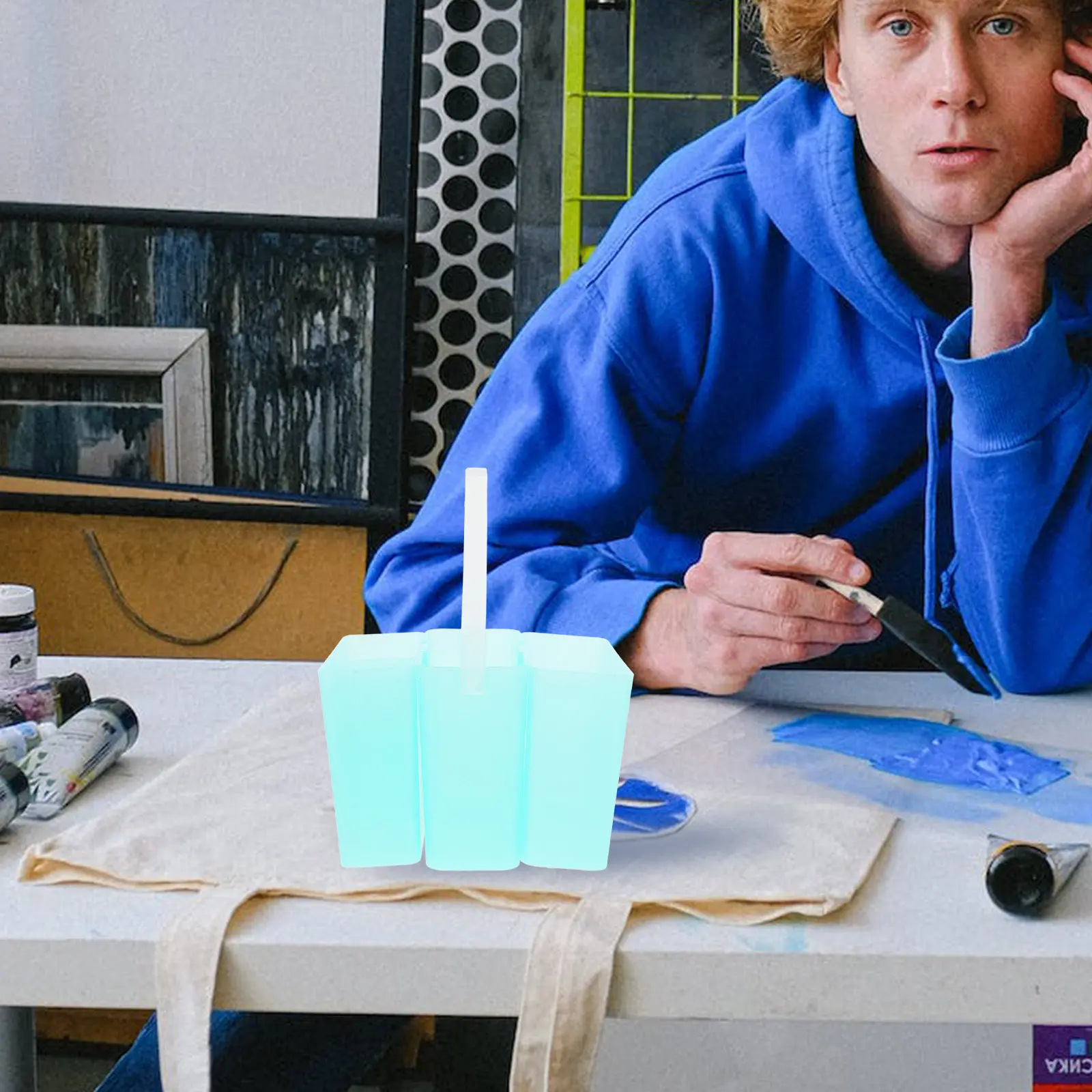 3-in-1 페인트 브러시 세척 버킷, 녹색, 휴대용 손잡이, 야외 작업 및 소형 스튜디오용 펜 세척 컵