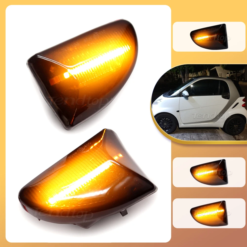 For Mercedes Benz Smoked Lens Amber Led Dynamic Side Marker Light Turn Signal Lights For Smart Fortwo 451 Mk1 & Mkii 2007-2015