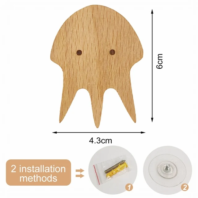Animal-Shaped Wooden Wall Hook for Cute Room and Home Decor