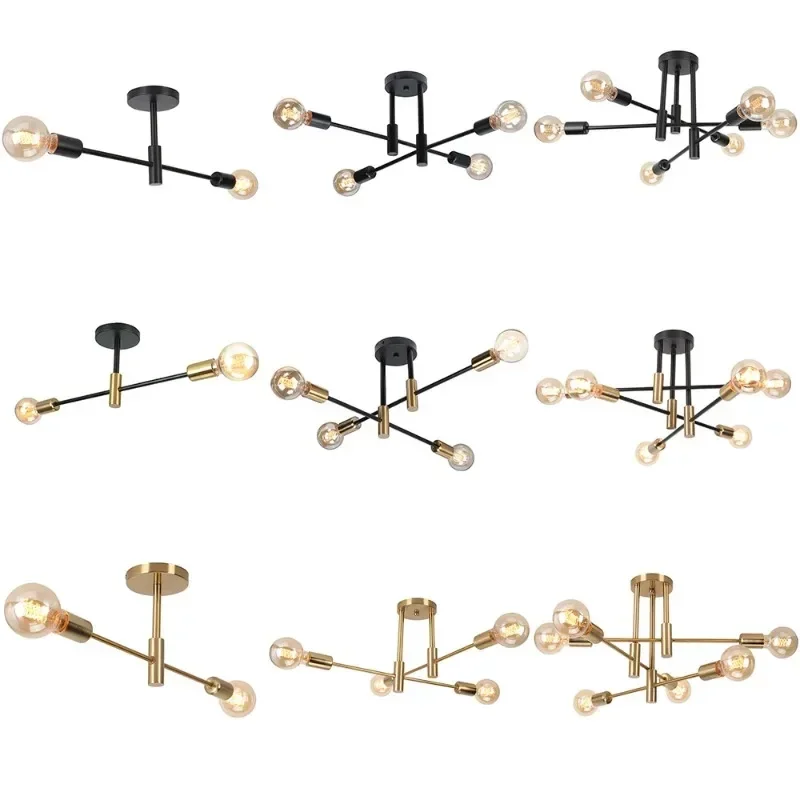 LED Chandelier Ceiling Chandelier Simple Branch Ceiling Chandelier Modern Nordic E27 Black Gold LED Ceiling Light Restaurant Aisle Balcony Corridor Lighting