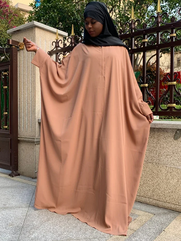 Butterfly Abaya Ramadan Eid Jilbab Muslim Prayer Clothes Women Zipper Front Islam Loose Abayas Khimar Hijab Dress Burqa Niqab