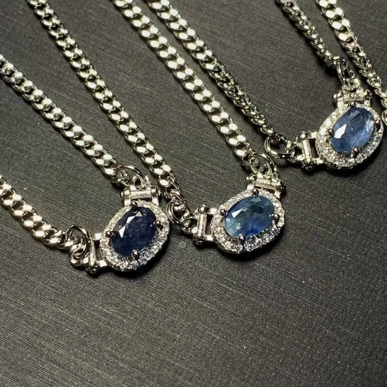 HEYYA STONE Oval Natural Sapphire Pendant Necklace For Women stainless steel Simple Fine Jewelry Gemstone Classic Style pendant necklace