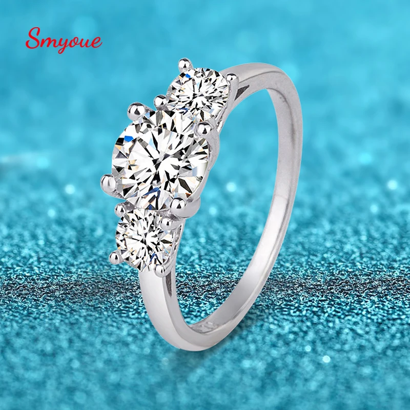 

Smyoue 1.0CT 6.5mm Engagement&Wedding Moissanite Ring for Women Double Halo Ring 925 Silver Plated 18K Lab Created Diamond Band