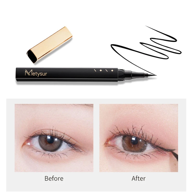 

Metysur Black Liquid Eyeliner Pen Natural Herbal Eye Makeup Ultra Smooth Waterproof Eyeliner Pencil one stroke shaping Cosmetics