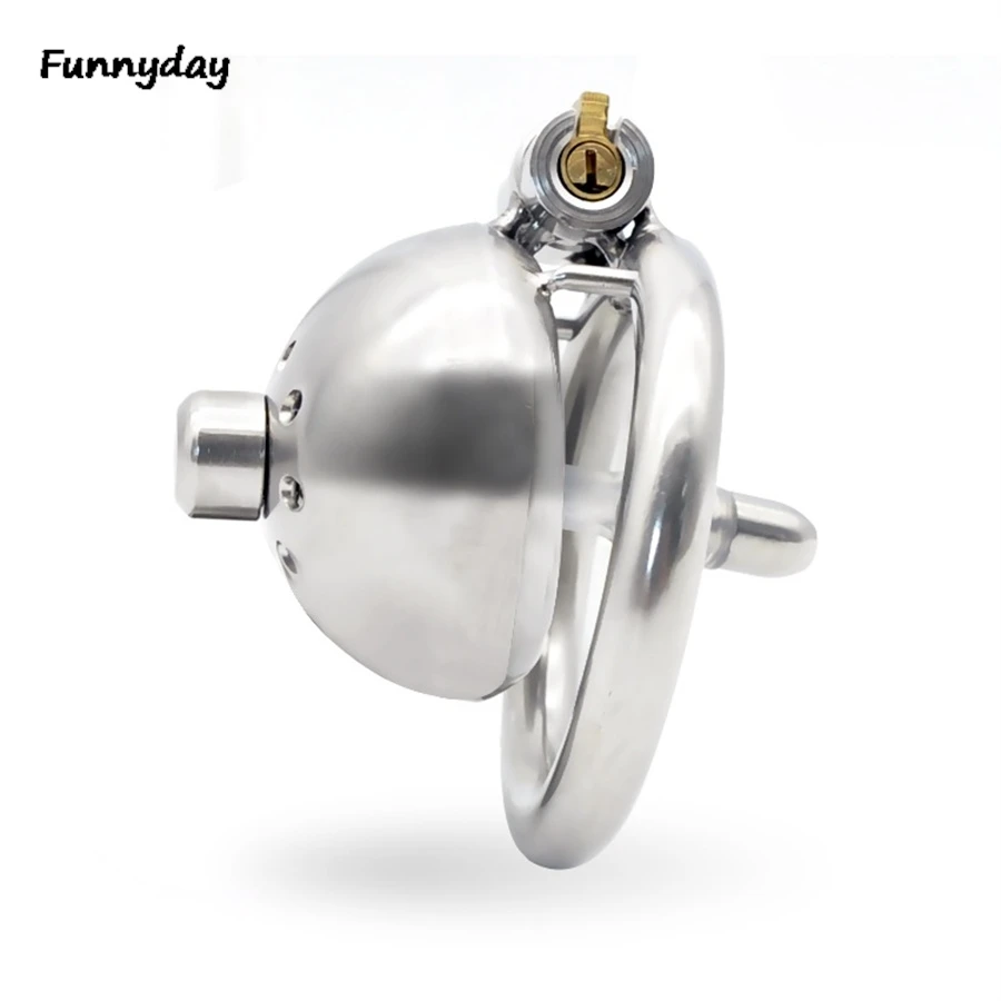 Male Stainless Steel Cock Cage Penis Lock Metal Cock Cage Erotic Bondage Chastity Device Urethral Catheter Dilator Sex Toys