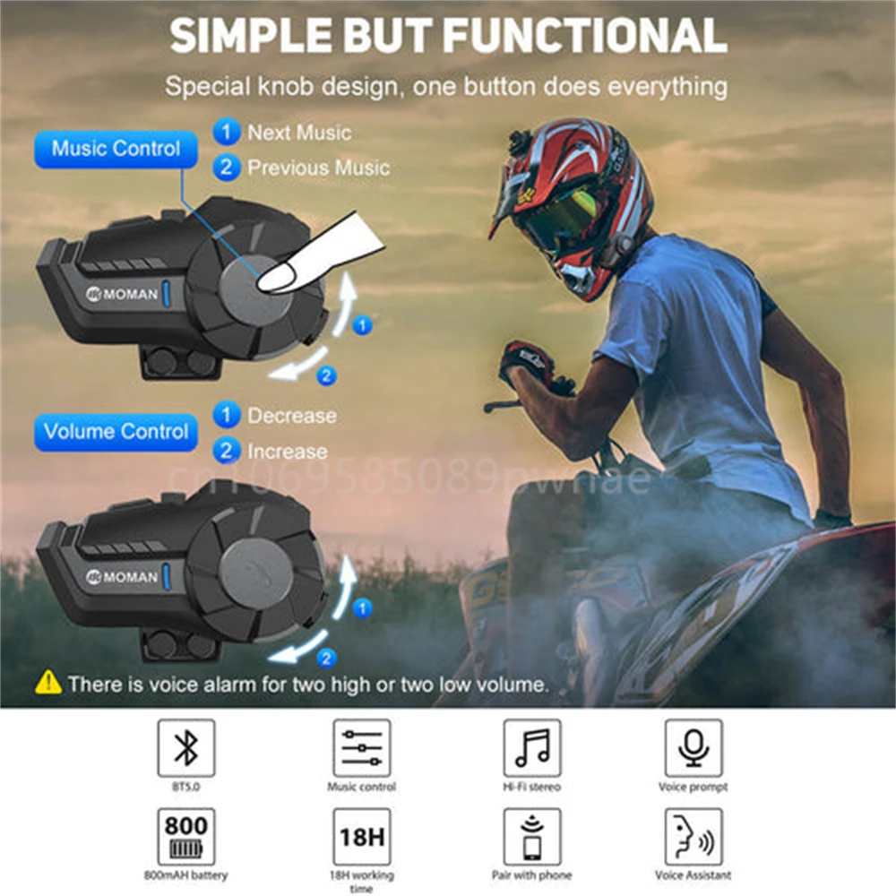 Фото Беспроводная Bluetooth-гарнитура SYNCO MOMAN H2 Pro, гарнитура для мотоциклетного шлема, беспроводные наушники для велосипеда, водонепроницаемый видеорегистратор с Wi-Fi №3