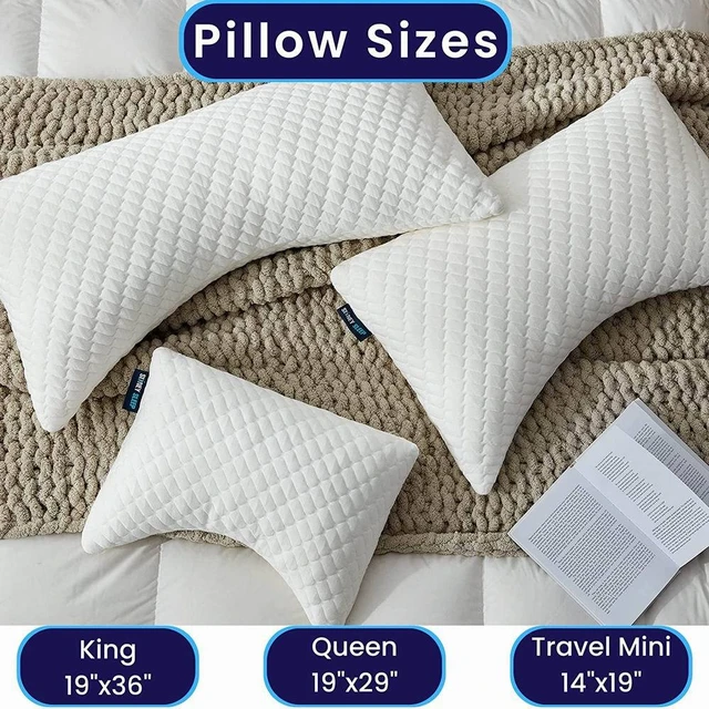 Shredded Memory Foam Pillow Memory Foam Bed Pillow Shredded Foam Pillow  Cushion Sleeping Multiple Sizes Travel