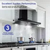 SNDOAS Black Range Hood 36 inches,Stainless Steel Wall Mount Range Hood Black,Kitchen Hood Vent with Ducted/Ductless Convertible 4