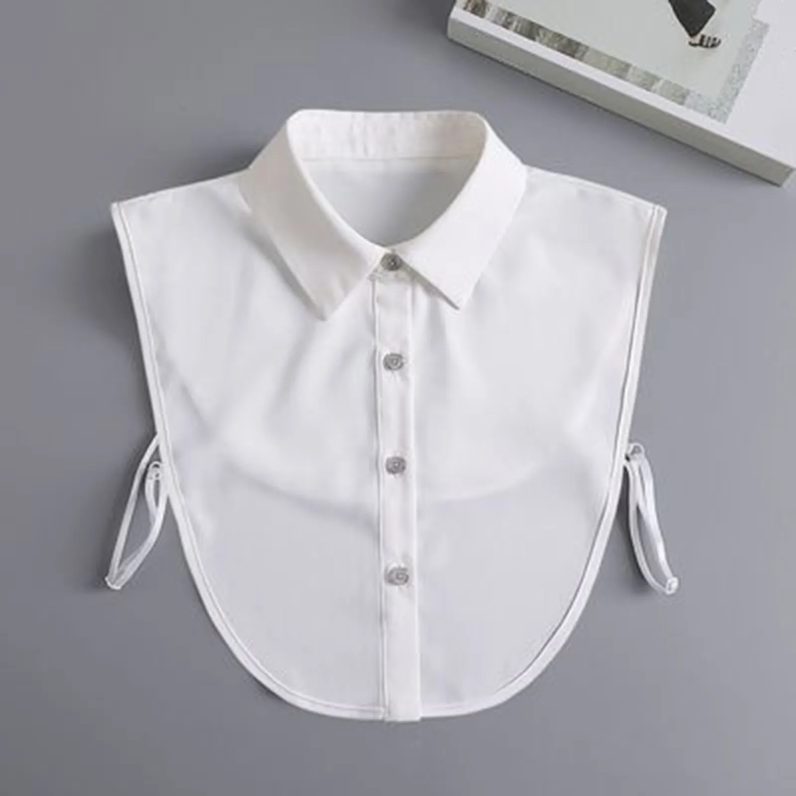 Women Solid Ruffle Detachable Blouse With False Collar Half Elastic ...