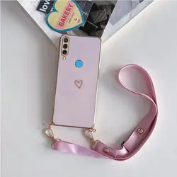 Love Heart Crossbody Lanyard Strap Phone Case - Stylish and Functional Cover for P Smart Plus 2018 (Pink-GS02)