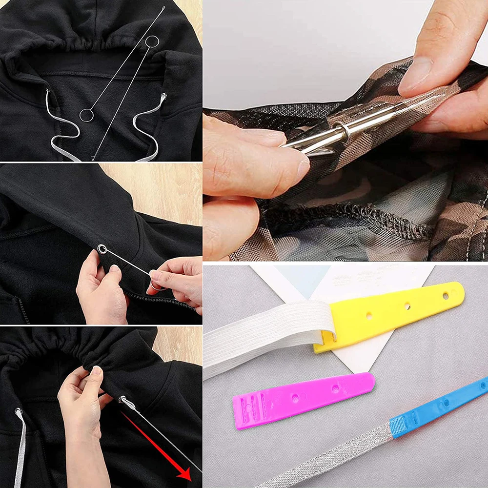 Drawstring Threader Set Drawstring Replacement Tools Plastic and Metal Needle Threader Tool Loop Turner Hook Sewing Supplies