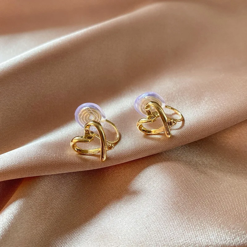Fashion Painless Silicone Heart Earrings Women Simple Love Ear Clips Girls Korean No-Piercing Earrings Trendy Jewelry Gifts ear clip earrings clip earrings ear clip ear accessories