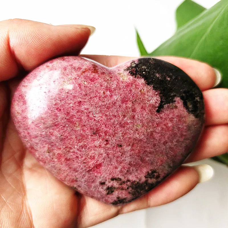 Natural Stone Pink Beautiful Rosestone Heart Witch Meditation Spirit Exorcism Healing Crystal Room Ornament 2