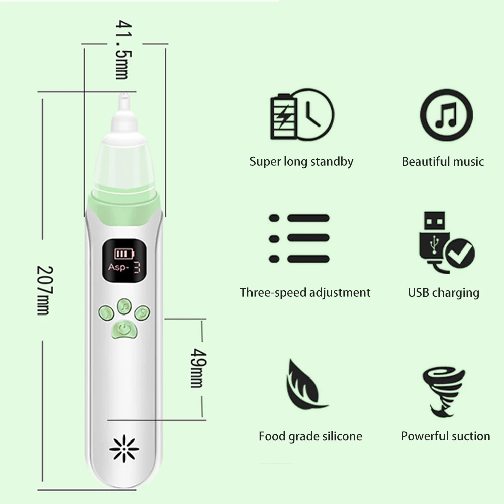 Baby Nose Cleaner Silicone Adjustable Suction Electric Child Nasal Aspirator Safety Convenient Low Noise