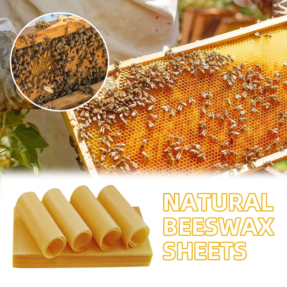 Natural Beeswa Sheets Wax Foundation Bee Hives Kit Honeybee Nest Base Wax Flake for Beekeeping/Candle Making/Furniture Polishing