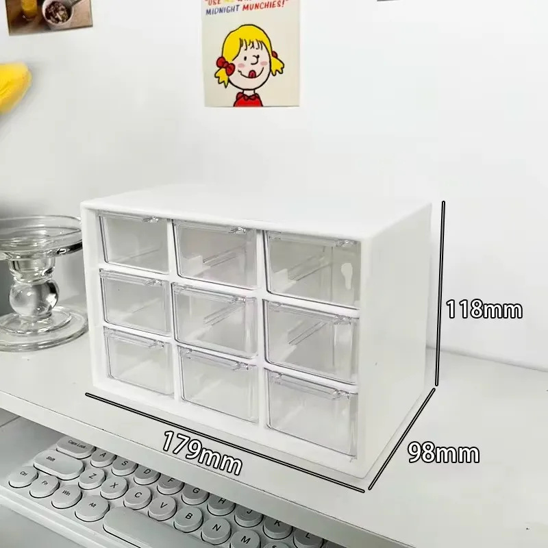 Transparent Desk Organizer with 9 Compartments and Mini Drawers for Optimal Workspace Storage