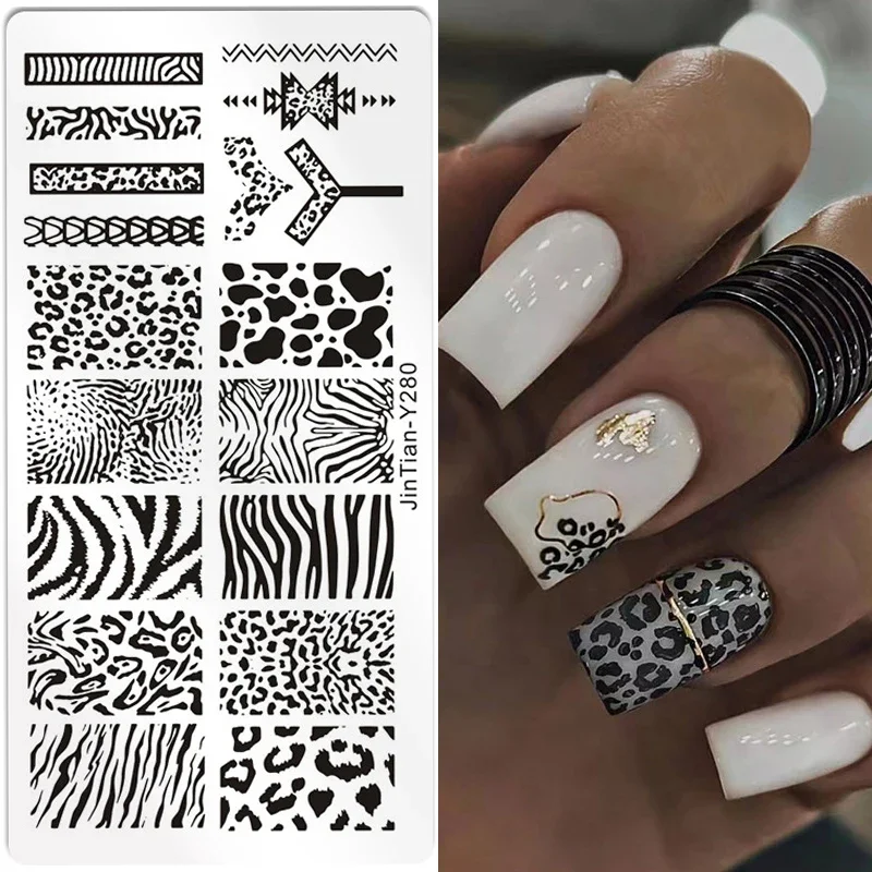 Tiger Zebra Leopard Print Nail Stamping Plates Animal Image Printing Stencil Nail Stamp Templates Nail Art Tool Nails Decoration