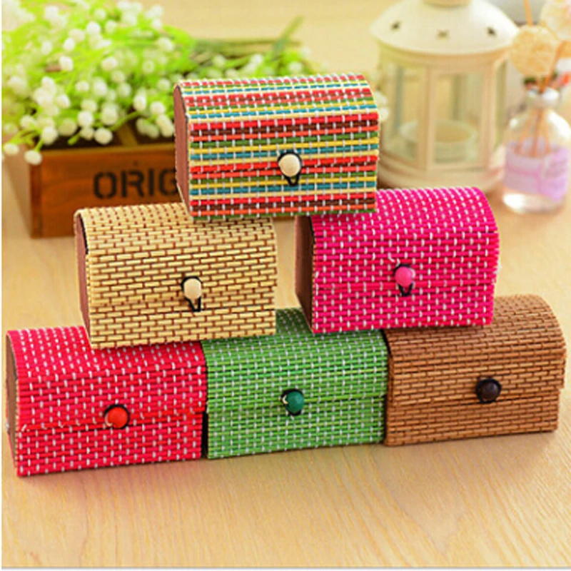 Cute Bamboo Wooden Ring Necklace Earrings Case Makeup Case Holder 6 Colors Cute Jewelry Box Storage Organizer 3