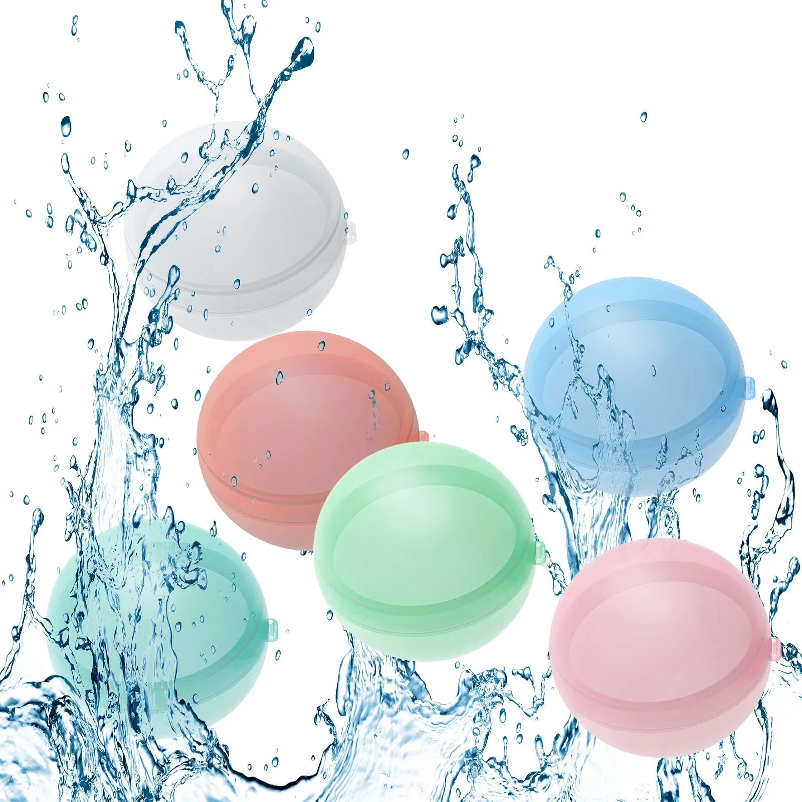 30PCS Water Balloons Reusable Refillable Water Balloon Quick Fill Self Sealing Bomb Splash Balls for Kids Swimming Pool