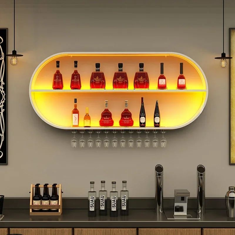 Modern Bar Cabinet Salon Luxe Shelves Whiskey Display Floating Shelf Drink Showcase Home Furniture Meuble Vin Commercial Corner