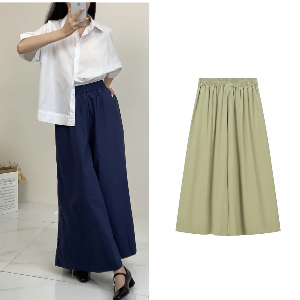 

PB&ZA Women's 2024 Summer New European and American Fashion Casual Fit Wide Leg Elastic Waist Skirt 1223518001