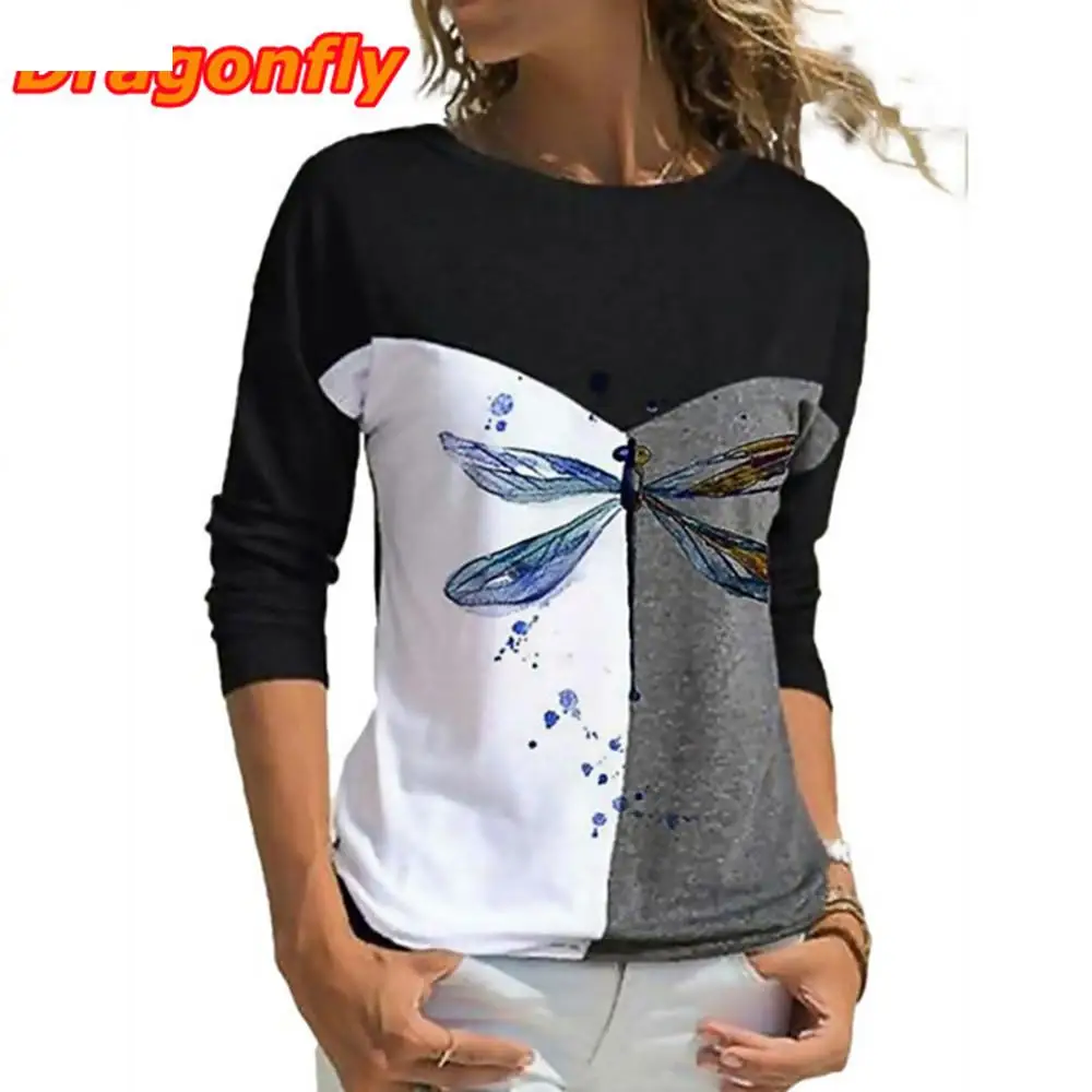 2022 New Spring Autumn Women's Fashion Loose Casual Floral Print Long Sleeve Floral Print Round Neck Autumn Tshirt Tops Blouses mens graphic tees Tees