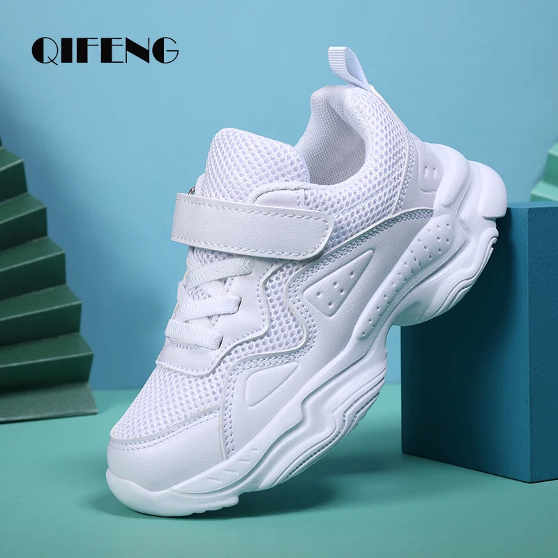 2023 Children White Casual Shoes Boys Light Mesh Sneakers Student Summer Sport Footwear Winter Toddler Leather Shoes 4-12y Child