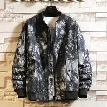

Men's Fashion Plus Size Tie Dye Baseball Uniform Zipper Cardigan Stand Collar Camouflage Jacket Spring Autumn Korean Clothes