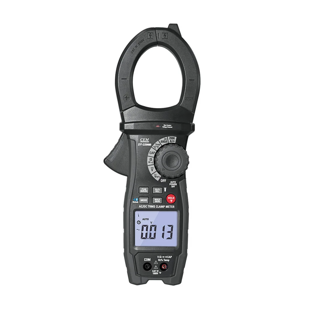 

CEM DT-3398B 1000v 2000A AC/DC Clamp Meter, True RMS, Flashlight, NCV, Bluetooth