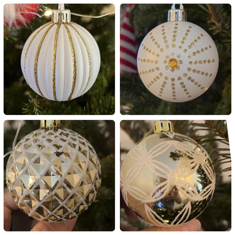 30pcs 6cm Gold White Christmas Balls Ornament Xmas Tree Hanging Pendant Navidad New Year Home Party Decoration Festival Supplies