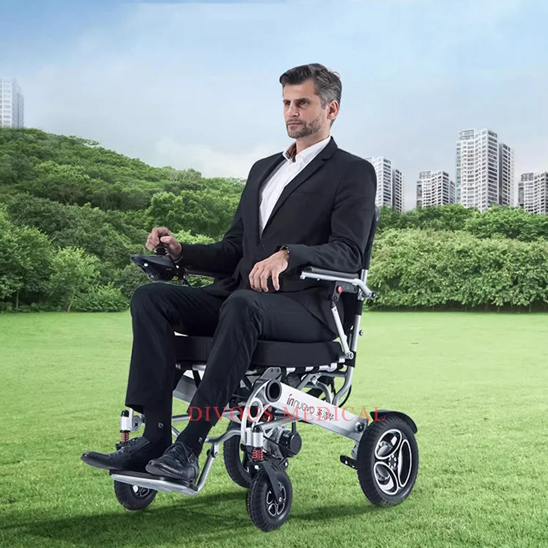 Handicapped Portable Power Wheelchair Outdoor Travel Foldable Disabled Electric Wheelchair
