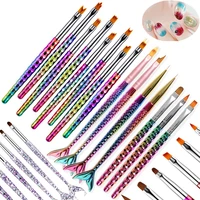 Acrylic French Stripe Nail Art Liner Brush Set 3D Tips Manicure Ultra-thin Line Drawing Pen UV Gel Brushes Smudge Painting Tools 1