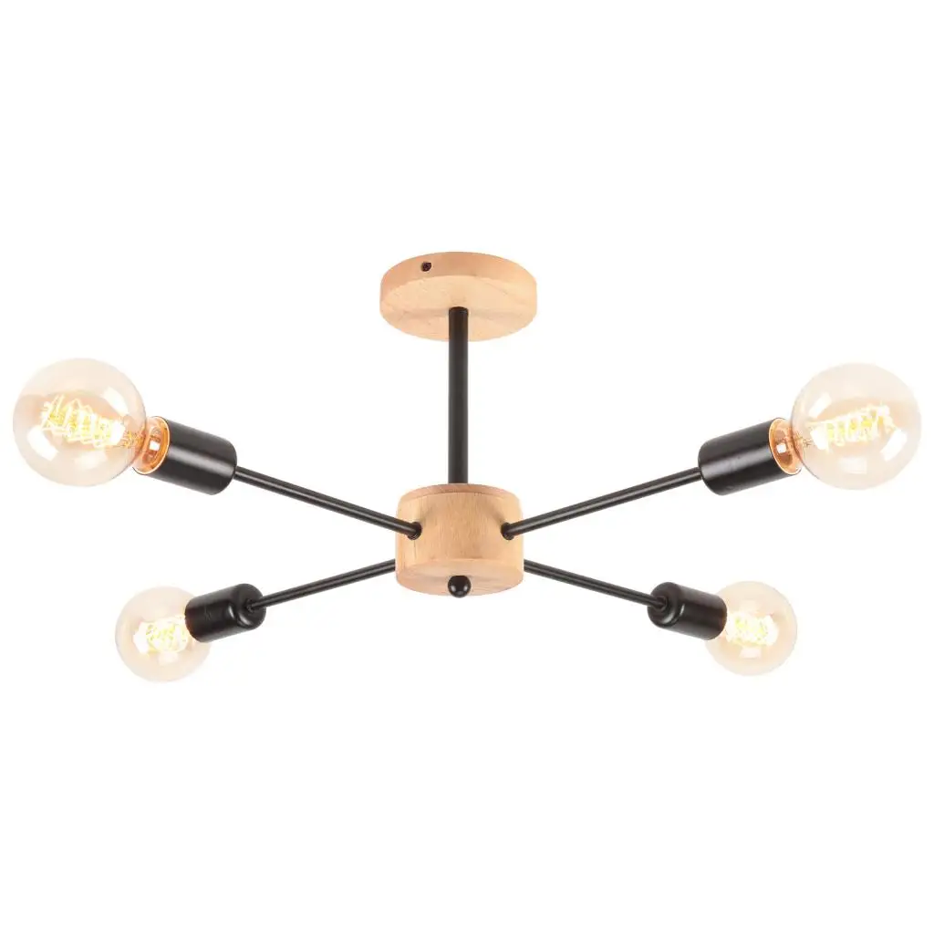 

Retro Iron Ceiling Pendant Lights Black Wood 4 Sockets Lighting Vintage Spider Pendant Lamp Modern Chandelier Lighting Fixtures