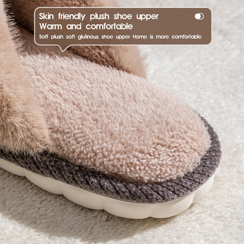 Cotton slippers for women 2024 new autumn and winter indoor home warm, non slip, silent, plush couple slippers for men 6
