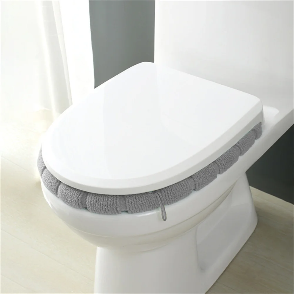 Bathroom Toilet Seat Cover Cushion Winter Warm Thicker Soft Washable Closestool Warmer Accessories