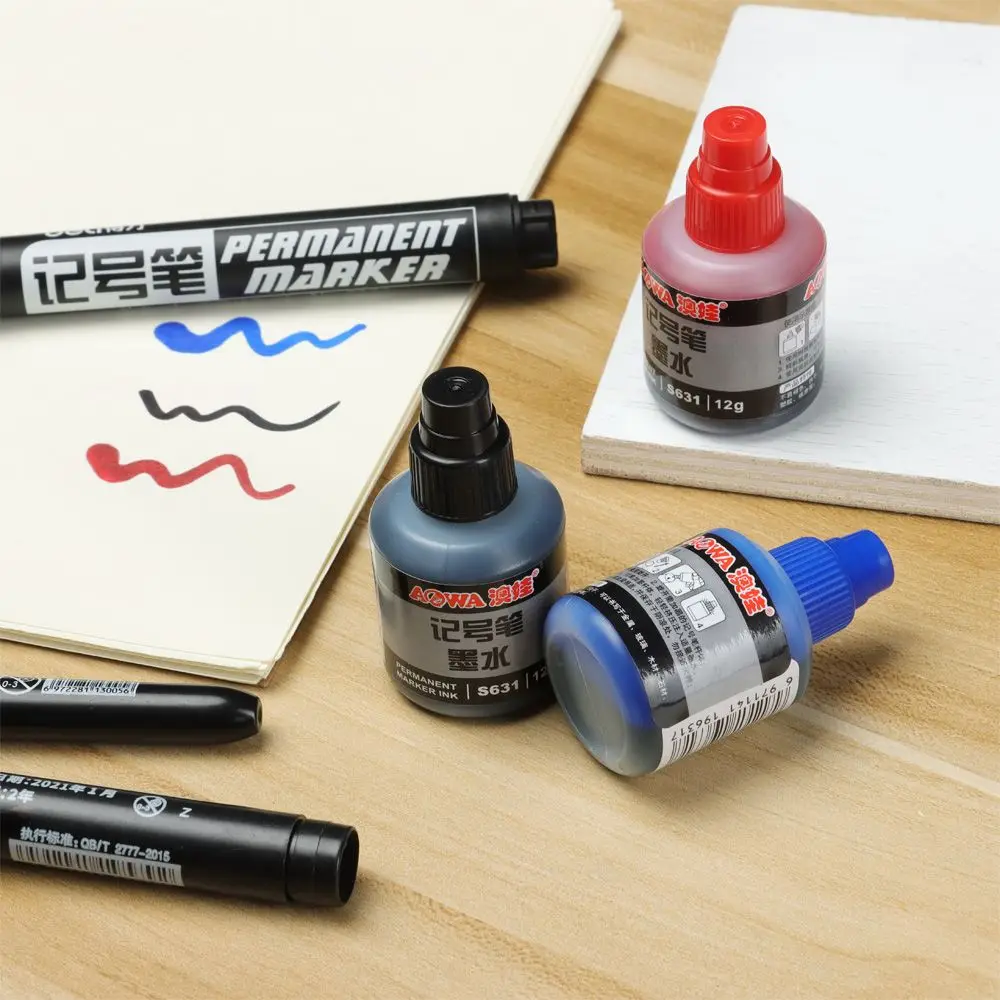 1 flasche 12ml Wasserdichte Sofort Trockenen Graffiti Malen Stift Öl Tinte Refill Tinte Für Marker Stifte Schwarz Rot und blau – Detail 9