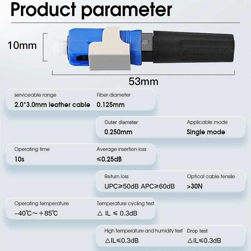 50-300pcs pre-bur Fiber Optic Fast Connector FTTH SC UPC/APC Fiber Optic Quick Connector Single mode