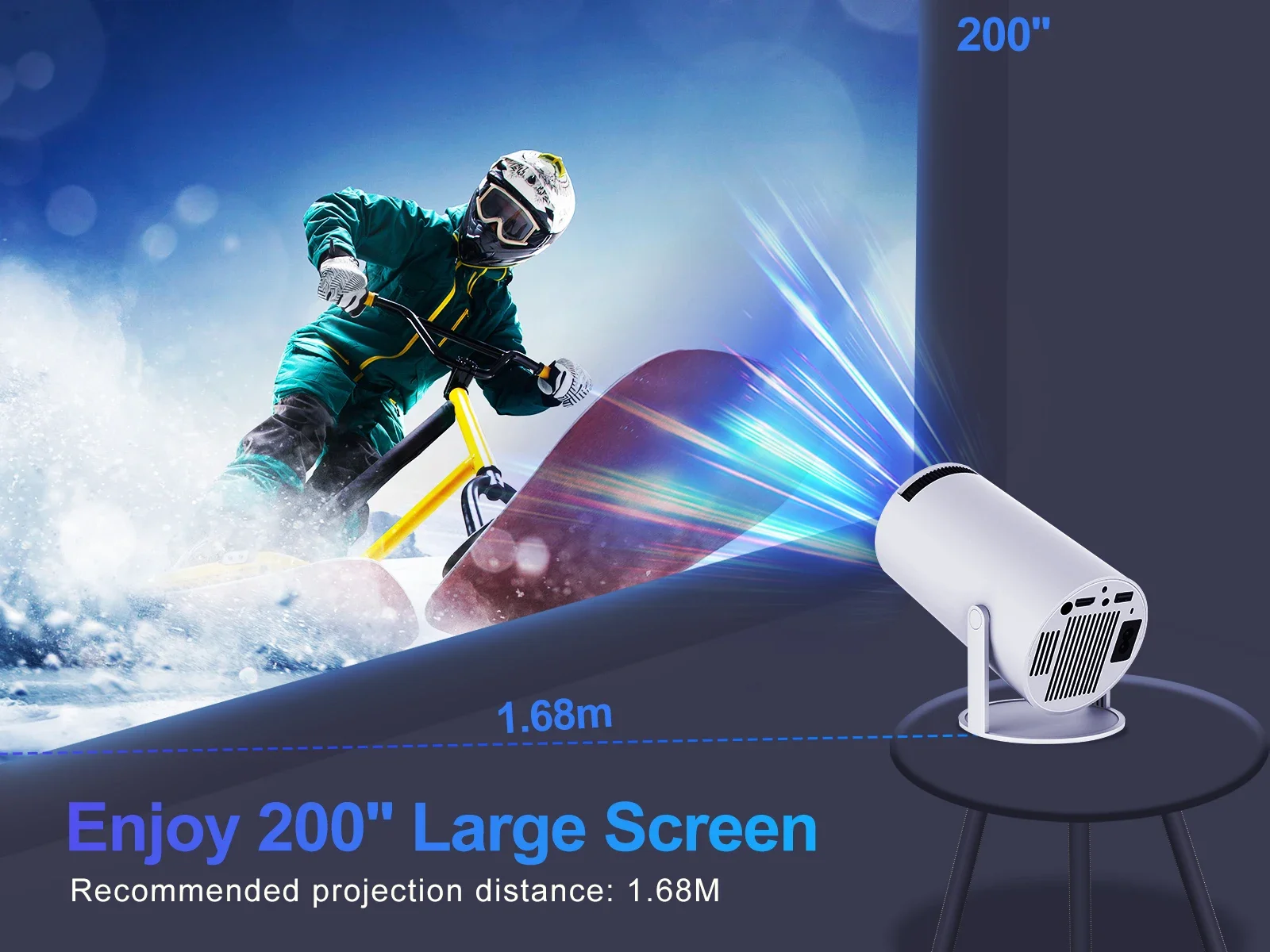 HY300Pro Projector with Screen Mirroring System US plug Hi-chip A3100 200ANSI Native 1280*720P Dual wifi Home Cinema