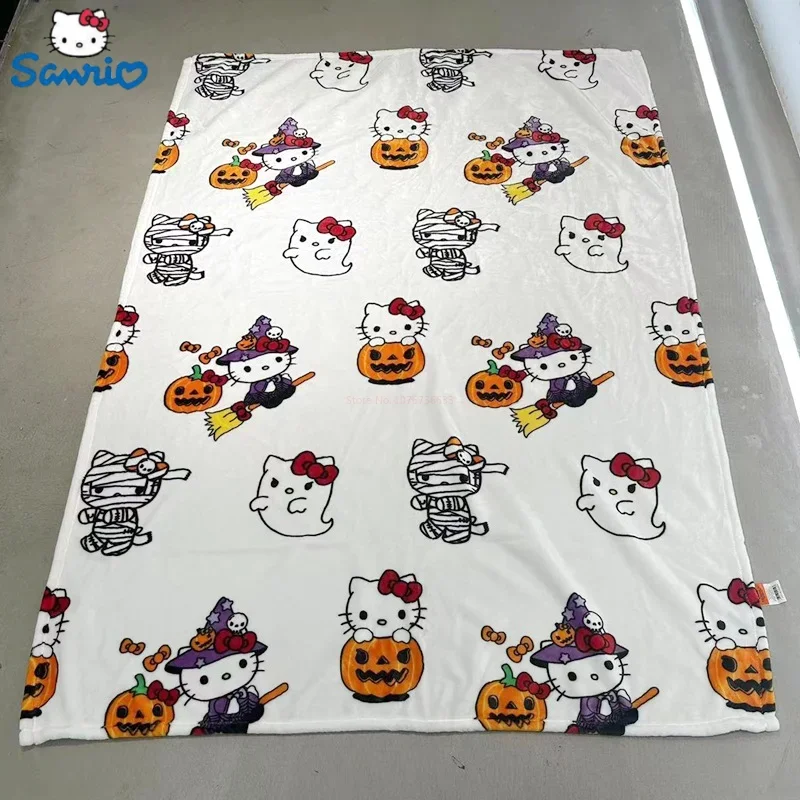 

Sanrio Halloween Ghost Hello Kitty Plush Cartoon Large Flannel Blanket Sofa Nap Blanket Bed Sheet Kawaii Christmas Festival Gift