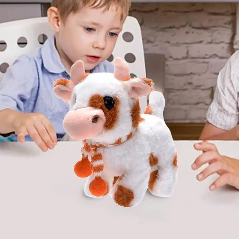 Electronic Pet Plush Cow Battery Operated Cattle Toy with Sounds Animal Learning Educational Interactive Toy for Kids Boys Girls 4