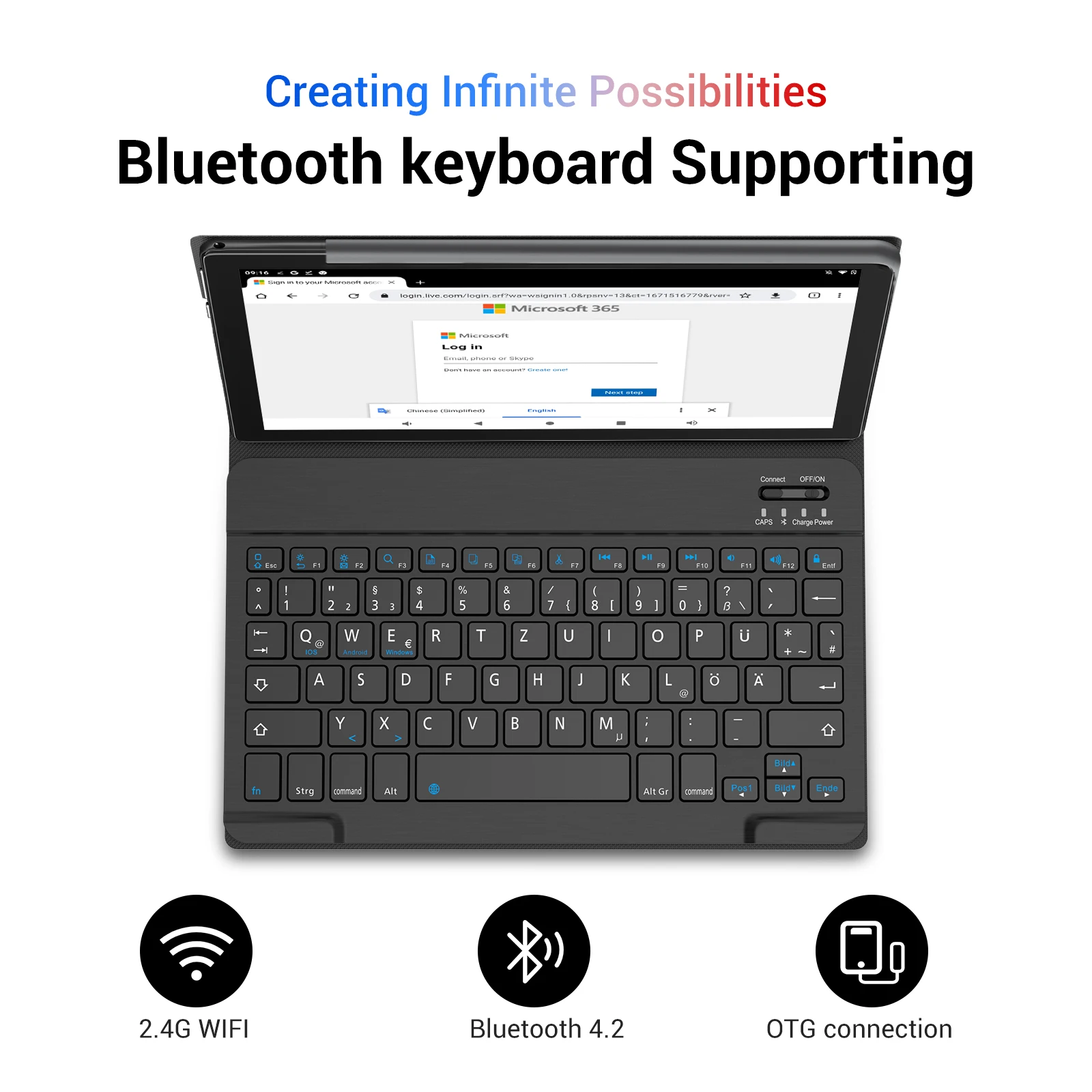 XGODY 10 Inch Android Tablet for Education Study 4GB 64GB WiFi BT PC With Case Keyboard Optional TypeC OTG Tablets for Adults