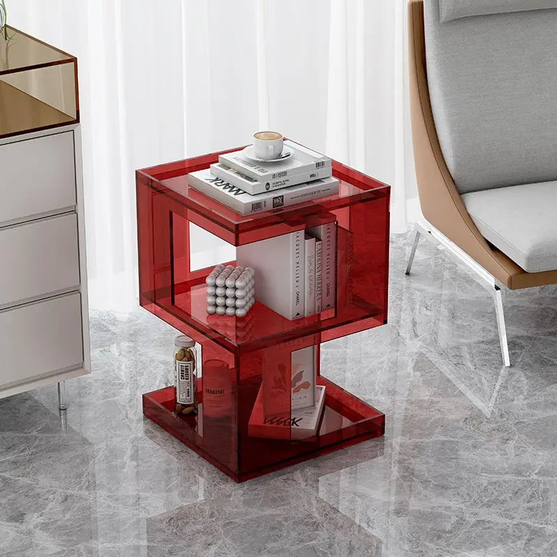 Acrylic Sofa Edge Table Modern Living Room Coffee Table Creative Transparent Bedroom Bedside Small Unit Furniture