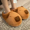 Capybara Plush Slippers Cartoon Lovely Capibara Popping Circle Soft Stuffed Animals Plushy Shoes Winter Indoor Warm Slipper 1