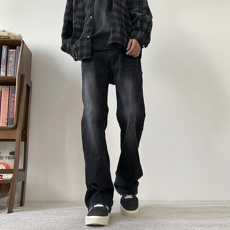 Fashion Jeans Men's Trendy Loose Comfort Straight Denim Trousers High Street Male Fashionable Cotton Wide-Leg Denim Pants