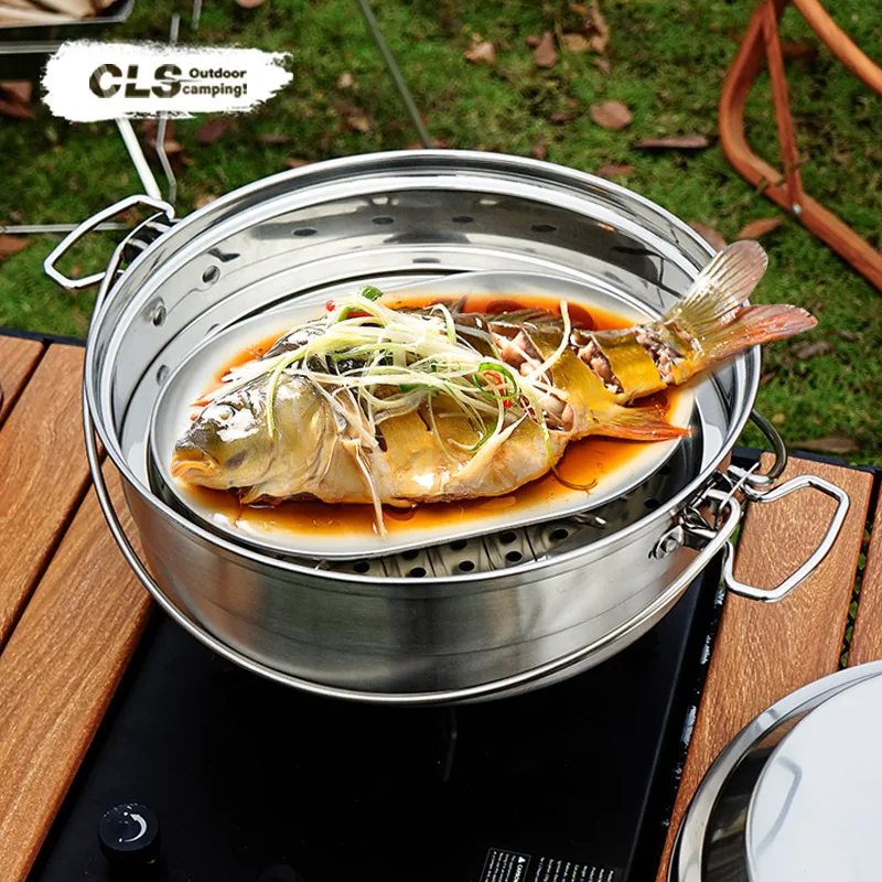 CLS&NOBANA Newset Outdoor 304 Stainless Steel Travel Portable Barbecue Camping Household Large Soup Basin Small Shallow Plate 2