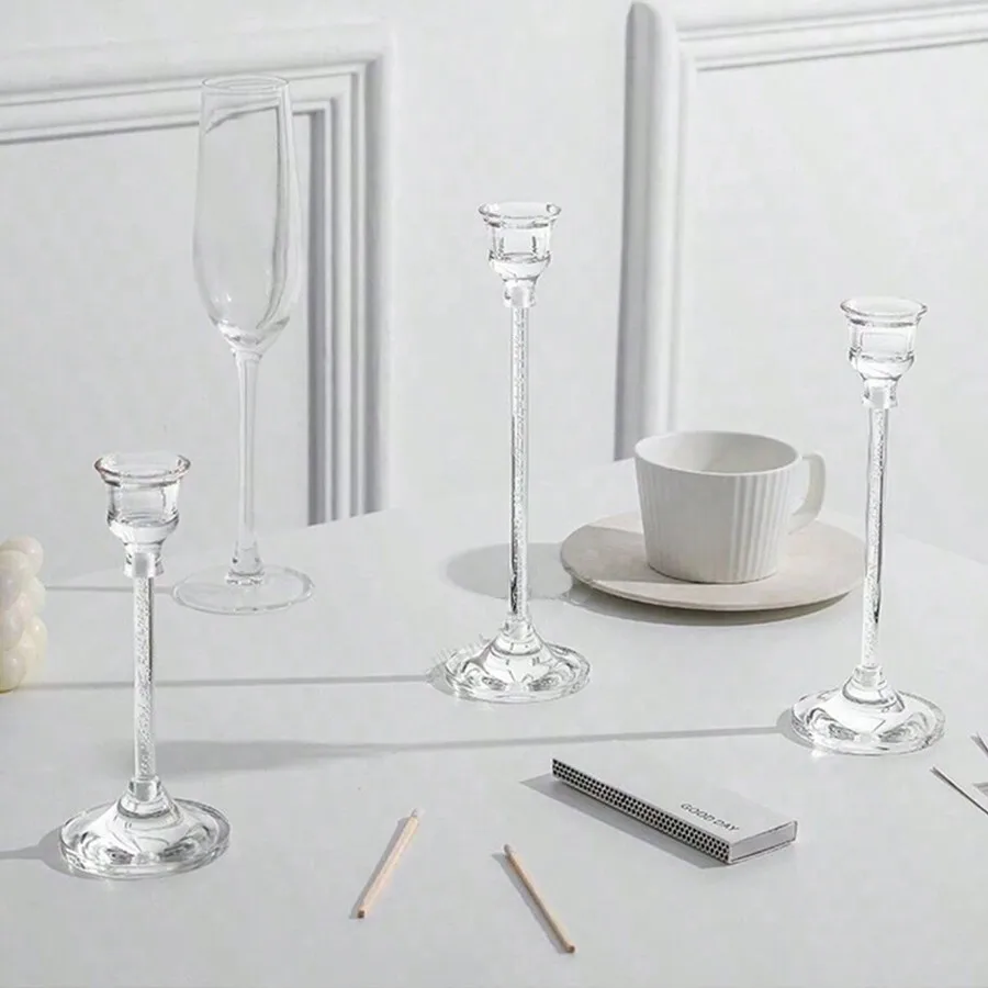 Candle Holders 3pcs Acrylic Candle Holders Set European Style Candlestick Dining Table Decor Wedding Ceremony Candle Holder