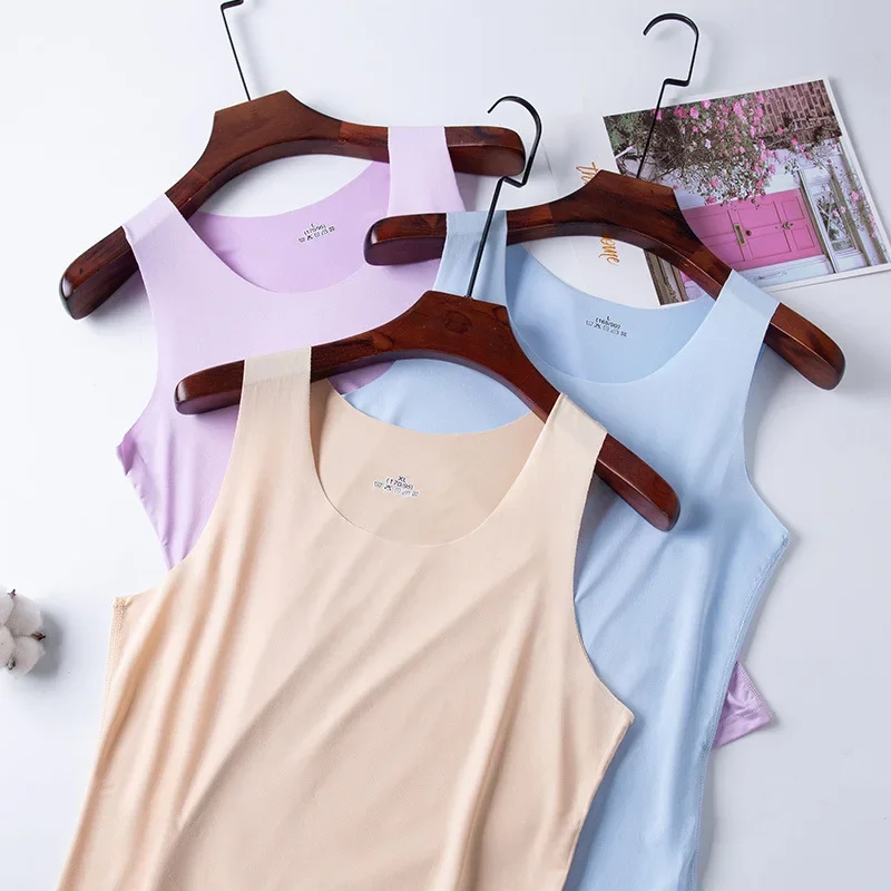 Men Undershirt Quick Dry T Shirt -5℃ Breathable Seamless Ice Silk Fiber Vest Slim-fit Summer Undershirt Quick-drying For Men And Women