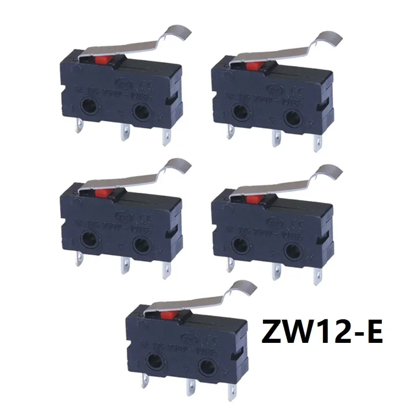 5PCS ZW12-E Micro Switch 10mm x 20mm Reset Switch 3Pin 5A 250VAC ZW12 Series Tact Switch Non Locking