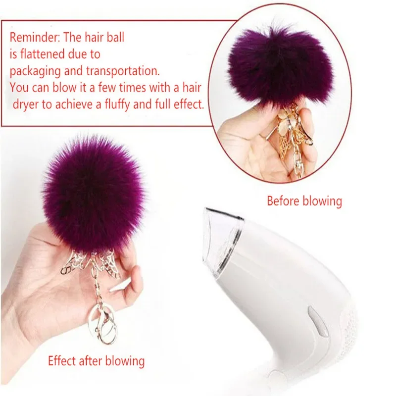 6CM 8CM Flauschigen Faux Kaninchen Fell Ball Pompon Plüsch DIY Frauen Tasche Auto Schmuck für Kleidung Nähen Stoff zubehör